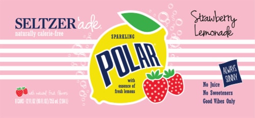 Polar'ade® Strawberry Lemonade Flavored Seltzer Water Cans Perspective: back