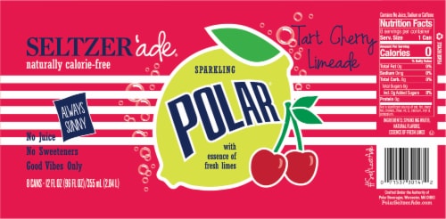 Polar® Seltzer'ade® Tart Cherry Limeade Seltzer Water Cans Perspective: back