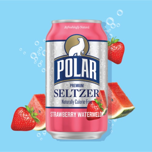 Polar® Strawberry Watermelon Flavored Seltzer Water Cans Perspective: back