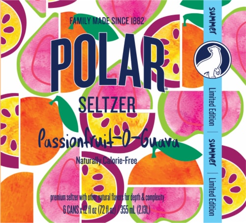 Polar® Passionfruit-O-Guava Seltzer Sleek Cans Perspective: back