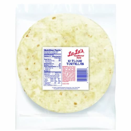 LaLa's Traditional Style Burrito Size Flour Tortillas Perspective: back