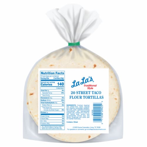 LaLa's Street Taco Size Flour Tortillas Perspective: back