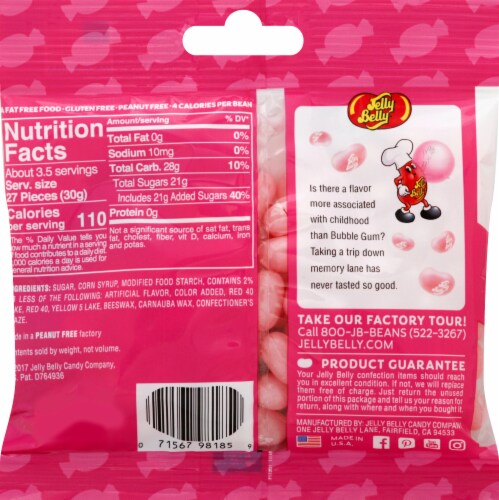 Jelly Belly Bubble Gum Flavored Jelly Beans Candy Bag Perspective: back