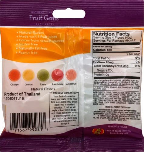 Sunkist Fruit Gems Soft Fruit Candy Perspective: back