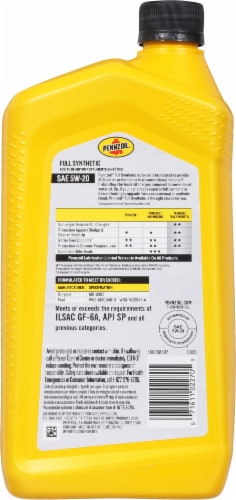 Pennzoil® 5W-20 Full Synthetic Motor Oil Perspective: back