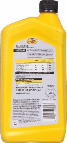 Pennzoil 5W-30 Full Synthetic Motor Oil Perspective: back