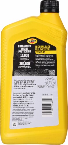 Pennzoil® High Mileage SAE 5W-30 Full Synthetic Motor Oil Perspective: back
