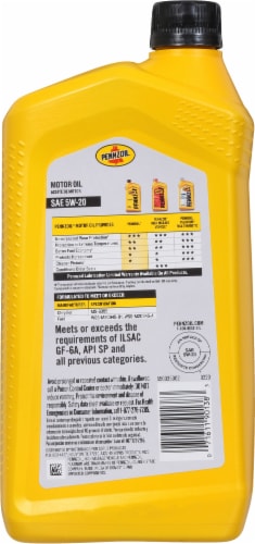 Pennzoil 5W-20 SAE Motor Oil Perspective: back