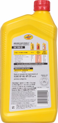 Pennzoil® 10W-30 SAE High Mileage Vehicle Motor Oil Perspective: back