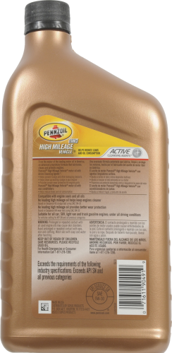 Pennzoil 5W-30 SAE High Mileage Vehicle Motor Oil Perspective: back