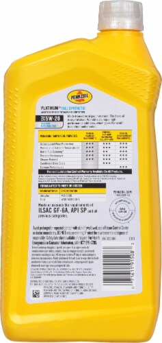 Pennzoil® Platinum® 5W-20 SAE Full Synthetic Motor Oil Perspective: back
