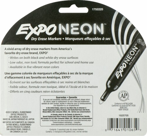 Expo® Neon Dry Erase Markers Perspective: back