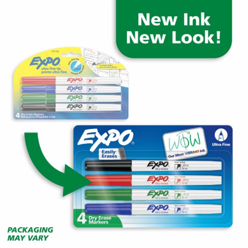 EXPO Dry Erase Markers, Low Odor Ink, Assorted Colors, Ultra Fine Tip, 4 Count Perspective: back