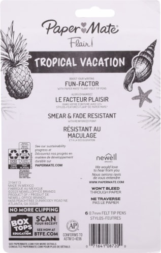 Paper Mate® Flair!® Medium Tropical Vacation Felt Tip Pens Perspective: back