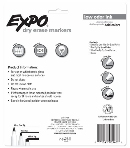 Expo® Assorted Point Dry Erase Markers and Eraser Perspective: back