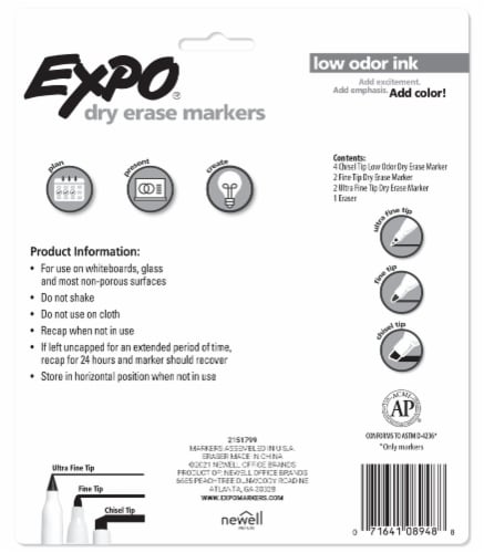 Expo Ultra-Fine Tip Dry Erase Markers - Set of 8, Assorted Colors