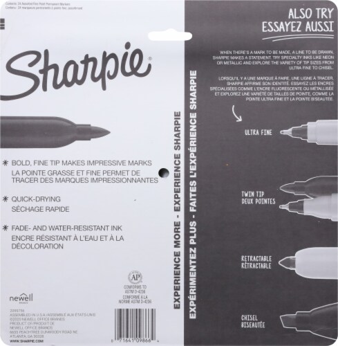 Sharpie Fine Point Permanent Marker, Assorted Colors, 24-P