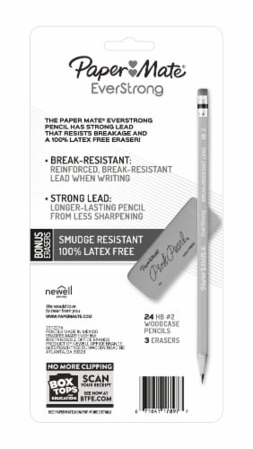 Paper Mate® Everstrong #2 Woodcase Pencils + Pink Pearl Erasers Perspective: back