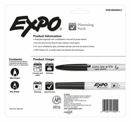 Expo® College Planning Pack Wet and Dry Erase Markers Perspective: back