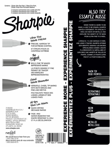 Sharpie Permanent Markers Variety Pack - Black, Set of 6