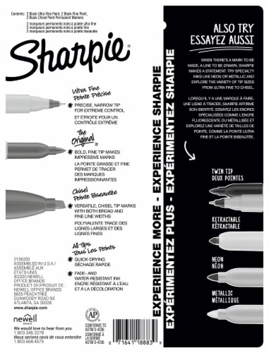 Sharpie® Fine Point & Chisel Tip Black Permanent Markers Variety Pack Perspective: back