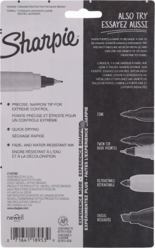 Sharpie Permanent Ultra-Fine Point Markers, Black, Pack Of 5