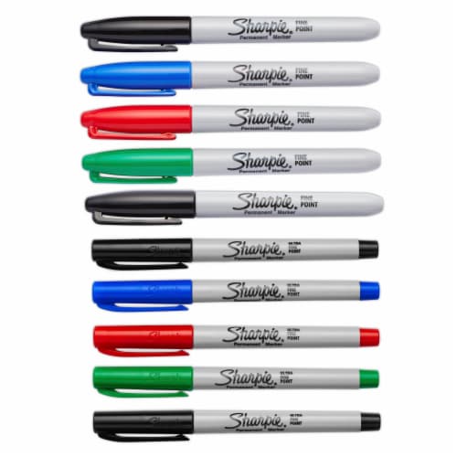 Sharpie® Permanent Markers, Fine and Ultra-Fine Points, Assorted, 10 Count Perspective: back