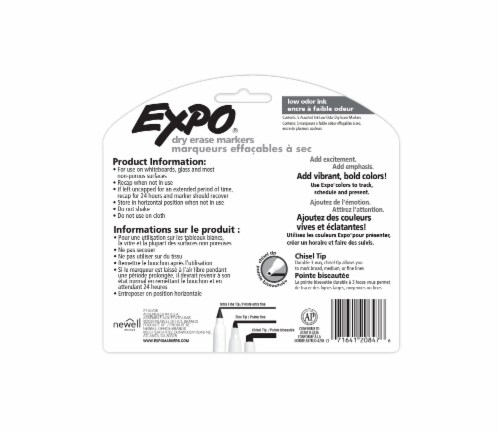Expo® Low Odor Chisel Point Dry Erase Markers - Assorted Perspective: back