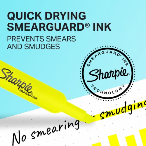 Sharpie® Tank Style Highlighters, Chisel Tip, Fluorescent Yellow, 2 Count Perspective: back