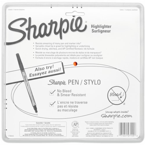 Sharpie® No Smear™ Narrow Chisel Highlighters Perspective: back