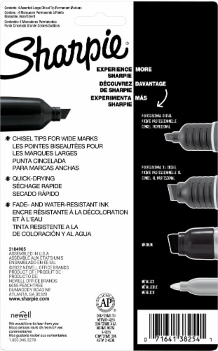 Sharpie® Broad Chisel Tip Permanent Marker 4 Pack - Multi-Color Perspective: back
