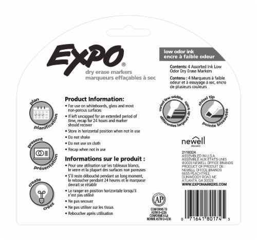 Expo® Non Toxic Chisel Tip Dry-erase Markers Perspective: back