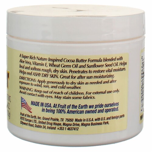 Fruit Of The Earth Cocoa Butter Moisturizing Dry Skin Cream, 4 oz Perspective: back