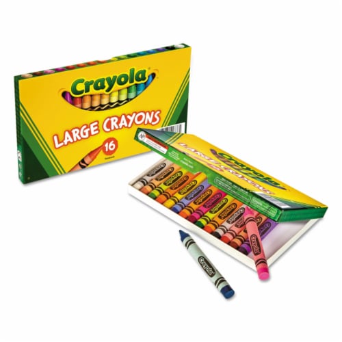 Crayola Large Crayons, Lift Lid Box, 16 Colors/Box 520336 Perspective: back