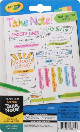 Take Note Dual Tip Highlighter Pens, 6 Count, Crayola.com