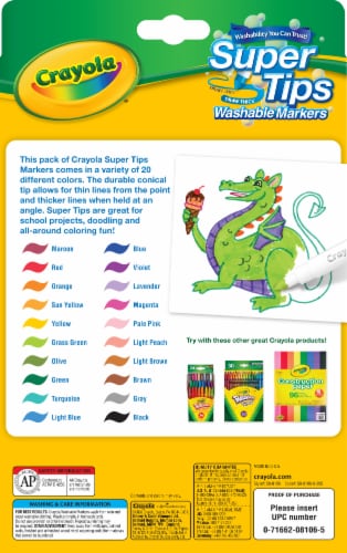 Crayola® Washable Super Tips Markers - Assorted, 20 pc - Gerbes