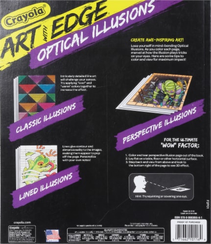  Crayola Art With Edge Optical Illusions Coloring Pages (40pgs),  Adult Coloring, 3D Art, Gift for Teens & Adults