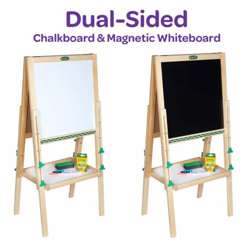 Crayola Kids Dual Sided Wooden Art Easel with Chalkboard and Dry Erase  Supplies, 1 Piece - Metro Market