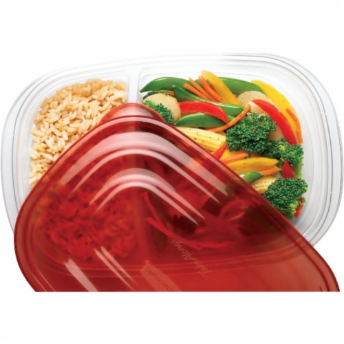 Rubbermaid® TakeAlongs® Divided Rectangle Food Storage Containers - Clear/Red Perspective: back