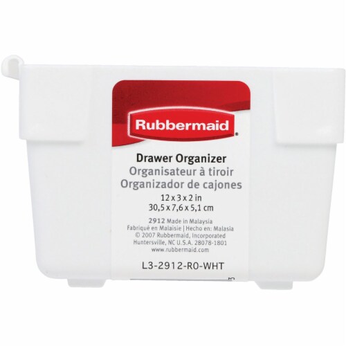 Rubbermaid 3 In. x 12 In. x 2 In. White Drawer Organizer Tray FG2912RDWHT Perspective: back