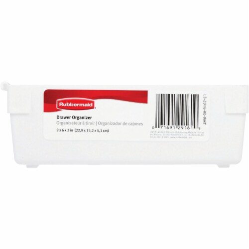 Rubbermaid 6 In. x 9 In. x 2 In. White Drawer Organizer Tray FG2916RDWHT Perspective: back