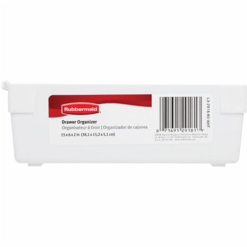 Rubbermaid 6 In. x 15 In. x 2 In. White Drawer Organizer Tray FG2918RDWHT Perspective: back