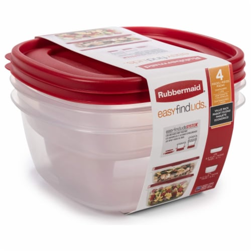 Rubbermaid® EasyFindLids™ Food Storage Container, 4-Piece Set, Red Perspective: back