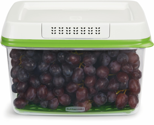 Rubbermaid Fresh Works Produce Saver Large Rectangle Food Storage Container - Clear/Green Perspective: back