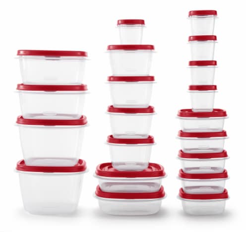 Rubbermaid Easy Find Containers with Lids -  Clear/Red Perspective: back