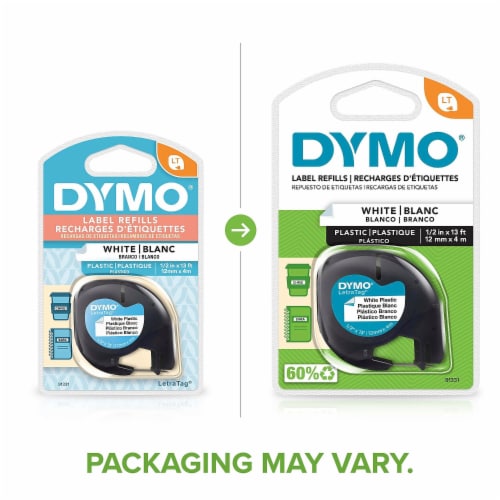 DYMO Letratag Plastic Label Tape Cassette - White Perspective: back