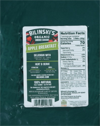 Bilinski's® Organic Apple Breakfast Chicken Sausage Perspective: back