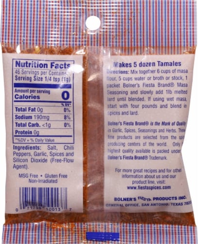 Fiesta® Tamale Masa Seasoning Perspective: back