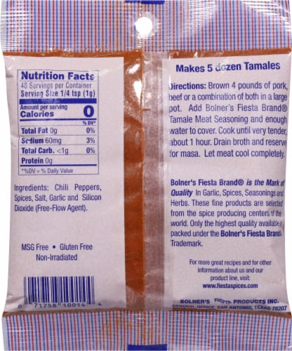 Fiesta® Tamale Meat Seasoning Perspective: back