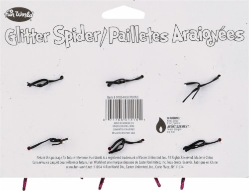 Fun World® Glitter Spider Decorations - Black/Purple Perspective: back